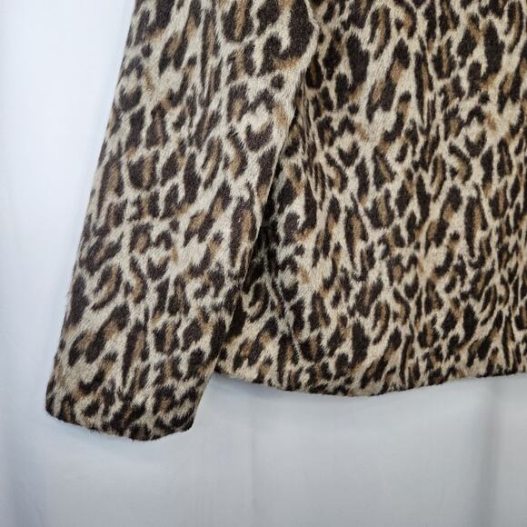 Chicos Fierce Womens Faux Fur Emma Jacket 2 Large Leopard Brown Tan Cheetah Coat - Picture 6 of 9